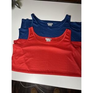 CW Classics Women's Plus 1X Essential Tank Top Red & Blue Bundle NWOT